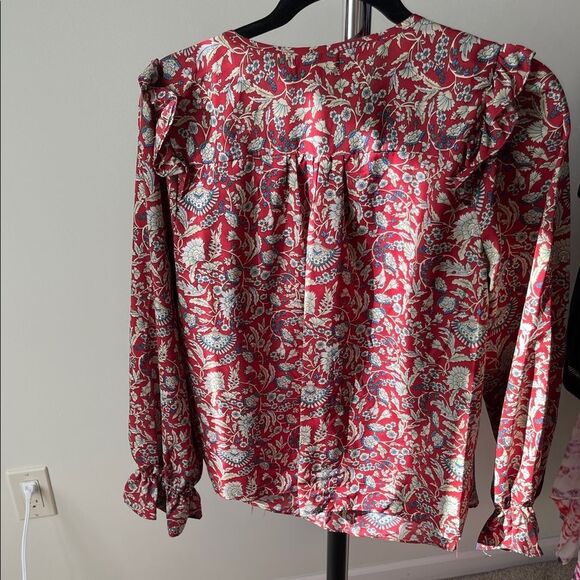 MELLODAY Red and White Floral Blouse - Picture 7 of 7